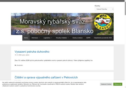 Zobrazit webové stránky Moravský rybářský svaz, MO, Blansko
