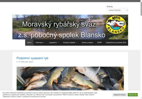 Zobrazit webové stránky Moravský rybářský svaz, MO, Blansko