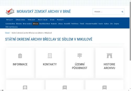 Zobrazit webové stránky Státní okresní archiv Břeclav se sídlem v Mikulově
