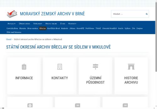 Zobrazit webové stránky Státní okresní archiv Břeclav se sídlem v Mikulově