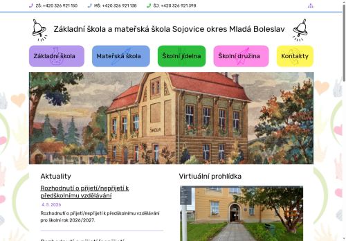 Základní škola a mateřská škola Sojovice okres Mladá Boleslav nabízí práci na pozici Učitelé na 1. stupni základních škol a učitelé v oblasti předškolní výchovy v obci Sojovice