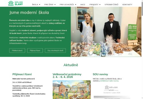 Webové stránky Střední odborná škola a Střední odborné učiliště Slaný, příspěvková organizace, Slaný