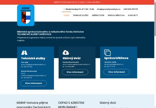 Zobrazit webové stránky Městská správa bytového a nebytového fondu Hořovice