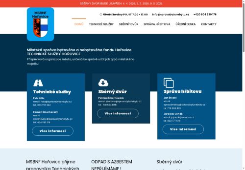 Zobrazit webové stránky Městská správa bytového a nebytového fondu Hořovice