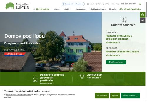Domov Pod Lípou, poskytovatel sociálních služeb nabízí práci na pozici pracovník v sociálních službách v obci Lipník