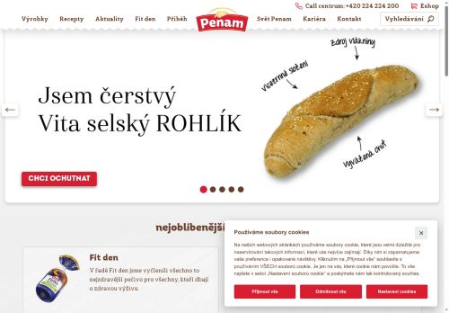 Webové stránky PENAM, a.s., Rosice