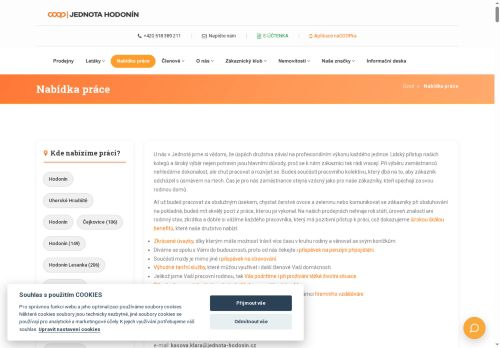 Jednota, spotřební družstvo v Hodoníně nabízí práci na pozici Prodavač/ka - Lovčice v obci Lovčice
