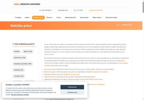 Webové stránky Jednota, spotřební družstvo v Hodoníně, Babice