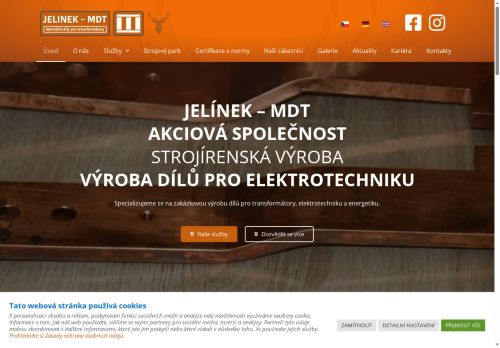 Webové stránky Jelínek - MDT, a.s., Velký Osek