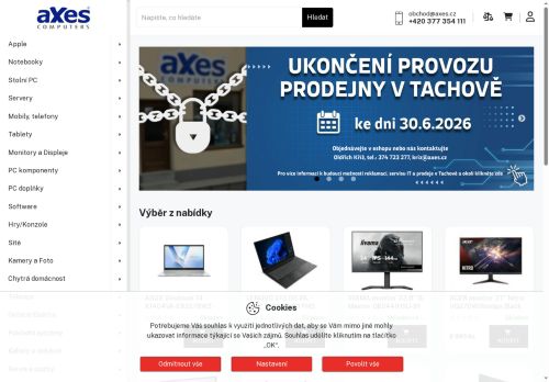 Webové stránky Axes Computers s.r.o., Plzeň
