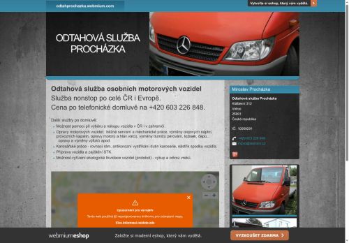 Zobrazit webové stránky Odtahová služba Procházka