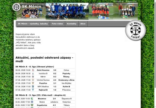 Zobrazit webové stránky Sportovní fotbalový klub SK Měnín