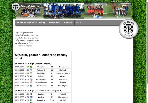 Zobrazit webové stránky Sportovní fotbalový klub SK Měnín