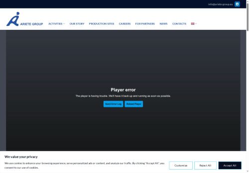 Webové stránky ARIETE automotive s.r.o., Mladá Boleslav