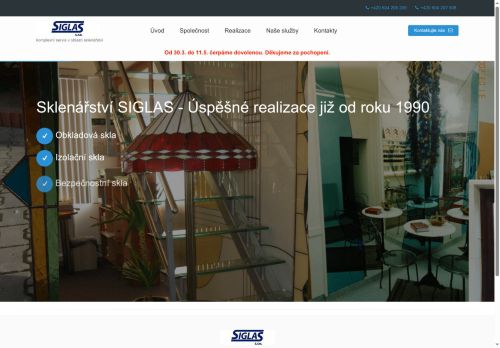 Zobrazit webové stránky Sklenářství SIGLAS
