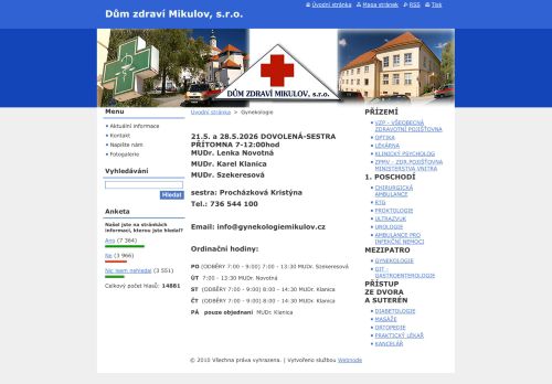 Zobrazit webové stránky Gynekologie - MUDr. Lenka Novotná, MUDr. Karel Klanica