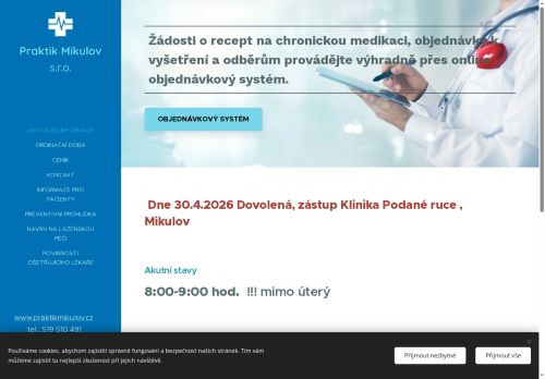 Zobrazit webové stránky Praktický lékař pro dospělé - MUDr. Dagmar Horová, MUDr. Lenka Šrahulková