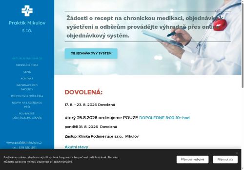 Zobrazit webové stránky Praktický lékař pro dospělé - MUDr. Dagmar Horová, MUDr. Lenka Šrahulková