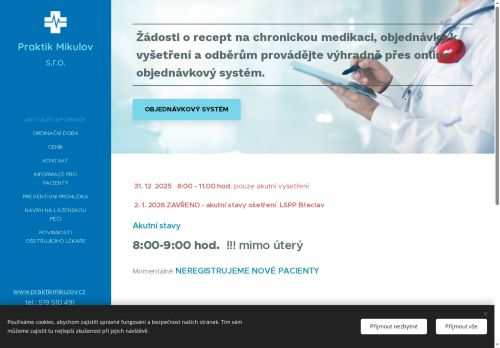 Zobrazit webové stránky Praktický lékař pro dospělé - MUDr. Dagmar Horová, MUDr. Lenka Šrahulková