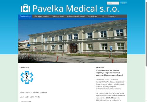 Zobrazit webové stránky Praktický lékař pro dospělé - MUDr. Martin Pavelka