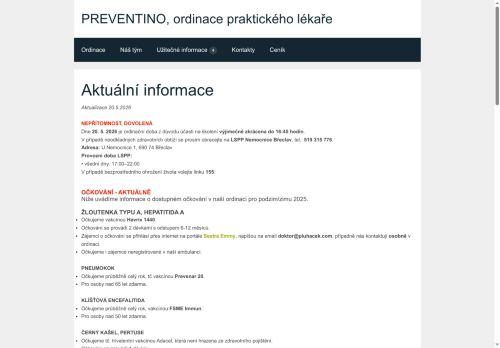 Zobrazit webové stránky Praktický lékař pro dospělé - MUDr. Zdeněk Pluháček