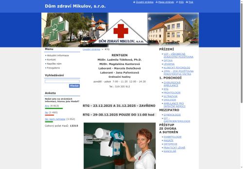 Zobrazit webové stránky Rentgen (RTG) - Dům zdraví Mikulov - MUDr. Renata Marečková