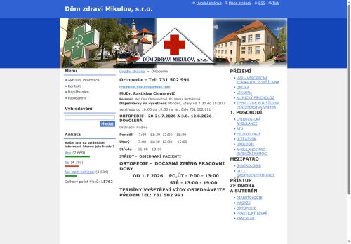 Zobrazit webové stránky Ortopedie - MUDr. Rastislav Chmurovič, MUDr. Dávid Lukáč