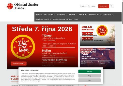 Webové stránky Diecézní charita Brno Oblastní charita Tišnov, Tišnov