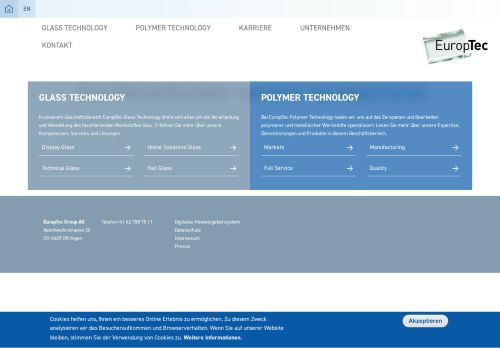 Webové stránky EuropTec s.r.o., Žebrák