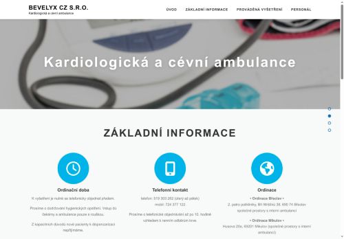 Zobrazit webové stránky Kardiologická a cévní ambulance BEVELYX CZ s.r.o. - MUDr. Vítězslav Kazinota, MUDr. Karin Tomkuliaková Bartolšicová