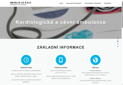 Zobrazit webové stránky Kardiologická a cévní ambulance BEVELYX CZ s.r.o. - MUDr. Vítězslav Kazinota, MUDr. Karin Tomkuliaková Bartolšicová