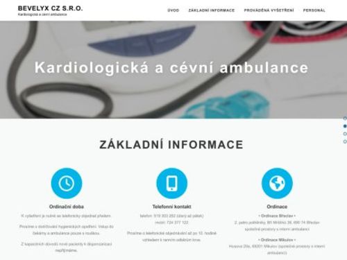 Kardiologická a cévní ambulance BEVELYX CZ s.r.o. - MUDr. Vítězslav Kazinota, MUDr. Karin Tomkuliaková Bartolšicová