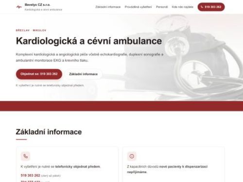 Kardiologická a cévní ambulance BEVELYX CZ s.r.o. - MUDr. Vítězslav Kazinota, MUDr. Karin Tomkuliaková Bartolšicová