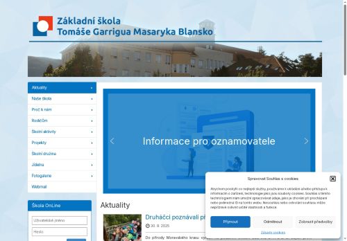 Základní škola TGM Blansko, Rodkovského 2 nabízí práci na pozici Učitel/učitelka 1.stupně základní školy v obci Blansko