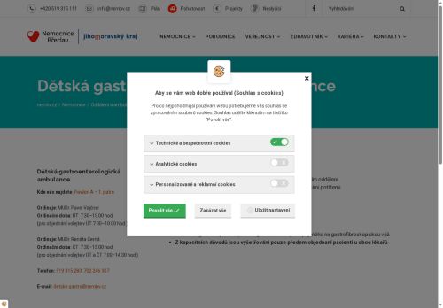 Zobrazit webové stránky Dětská gastroenterologická ambulance Nemocnice Břeclav - MUDr. Pavel Vajčner, MUDr. Renáta Černá