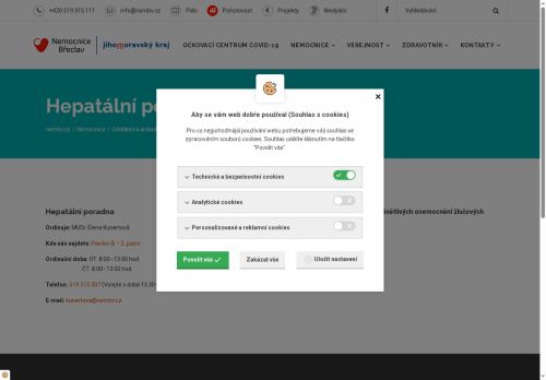 Zobrazit webové stránky Hepatální poradna Nemocnice Břeclav - MUDr. Elena Kunertová
