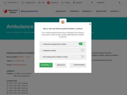 Ambulance léčebné rehabilitace Nemocnice Břeclav