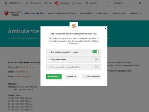 Ambulance léčebné rehabilitace Nemocnice Břeclav