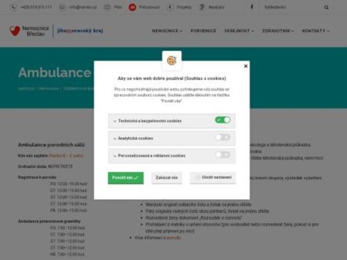 Ambulance porodních sálů Nemocnice Břeclav