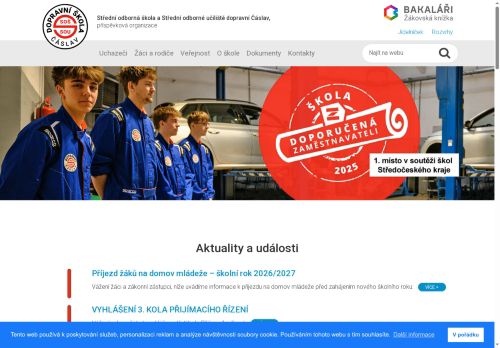 Zobrazit webové stránky Střední odborná škola a Střední odborné učiliště dopravní Čáslav