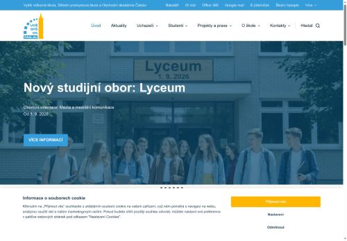 Zobrazit webové stránky Vyšší odborná škola, Střední průmyslová škola a Obchodní akademie