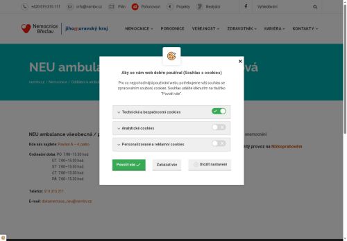 Zobrazit webové stránky Všeobecná neurologická ambulance Nemocnice Břeclav