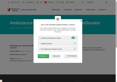 Zobrazit webové stránky Ambulance pro cestovní medicínu a očkování Nemocnice Břeclav