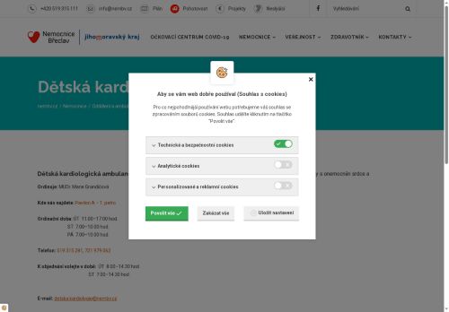 Zobrazit webové stránky Dětská kardiologická ambulance Nemocnice Břeclav - MUDr. Marie Grandičová