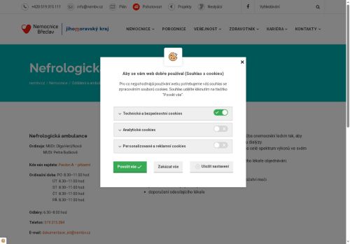 Zobrazit webové stránky Nefrologická ambulance Nemocnice Břeclav