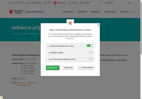 Zobrazit webové stránky Infekční příjmová ambulance Nemocnice Břeclav