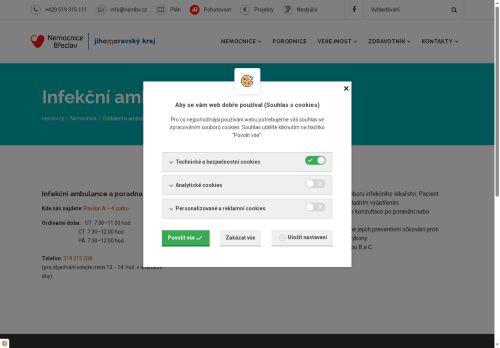 Zobrazit webové stránky Infekční ambulance a poradna Nemocnice Břeclav