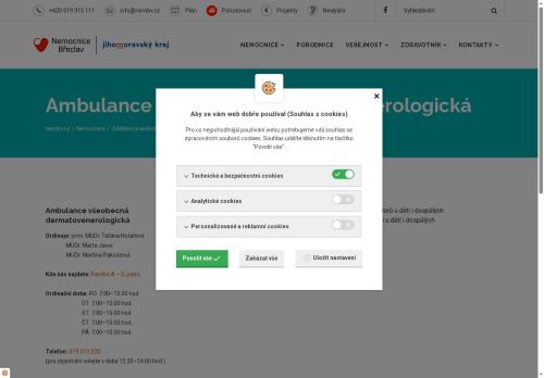 Zobrazit webové stránky Ambulance všeobecná dermatovenerologická Nemocnice Břeclav