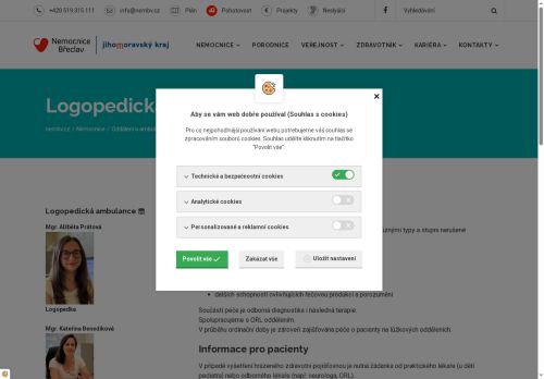 Zobrazit webové stránky Logopedická ambulance Nemocnice Břeclav - Mgr. Alžběta Bezděková