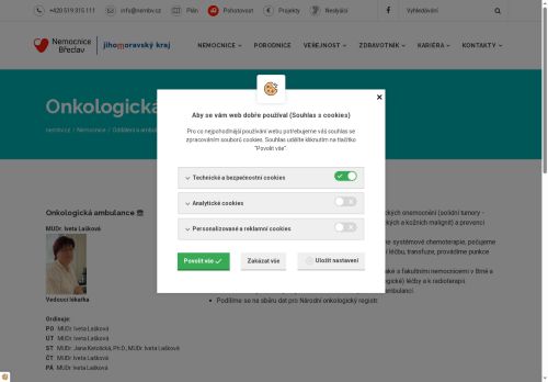 Zobrazit webové stránky Onkologická ambulance Nemocnice Břeclav